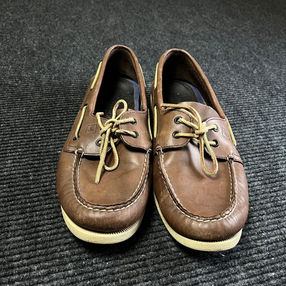 Sperry Top-Sider Boat Shoes Mens 13 Brown Leather Authentic Original Loafers